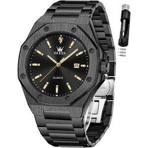 Olevs Men's Blue Stainless Steel Analog Luminous Waterproof Easy Wear Watch